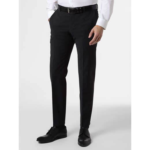 Finshley & Harding Męskie spodnie od garnituru modułowego Mężczyźni Modern Fit czarny jednolity ze sklepu vangraaf w kategorii Spodnie męskie - zdjęcie 79459070