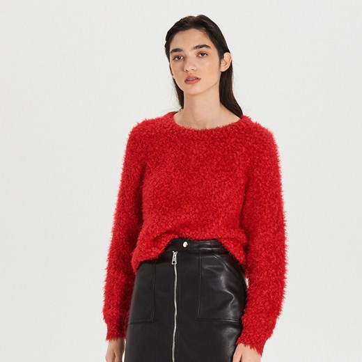 Cropp sweter damski z okrągłym dekoltem bez wzorów casual 
