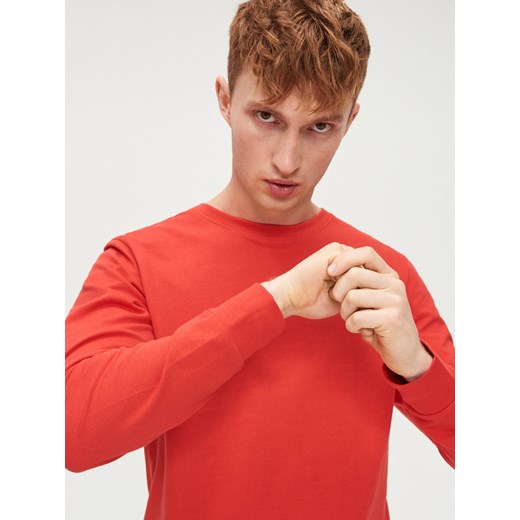 Cropp - Koszulka basic gładka z długim rękawem - Czerwony  Cropp M 
