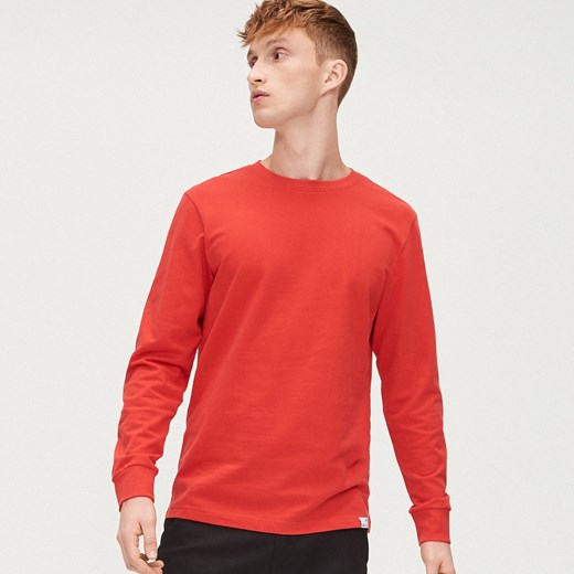 Cropp - Koszulka basic gładka z długim rękawem - Czerwony Cropp  M 
