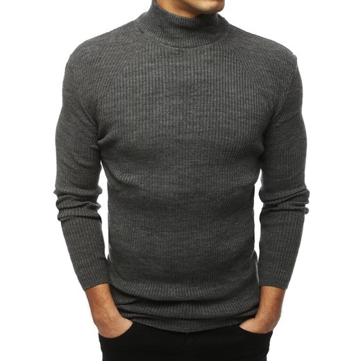 Sweter męski półgolf ciemnoszary (wx1435)  Dstreet M  okazyjna cena 