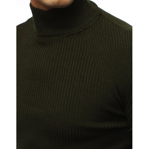 Sweter męski półgolf khaki (wx1433) Dstreet  S wyprzedaż  
