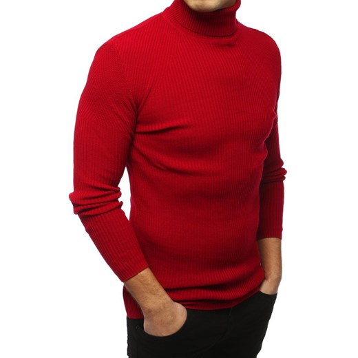 Sweter męski golf czerwony (wx1445) Dstreet  M okazyjna cena  