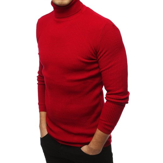 Sweter męski golf czerwony (wx1445) Dstreet  L okazja  