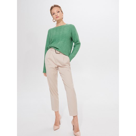 Mohito - Sweter ze splotem w jodełkę - Turkusowy Mohito S