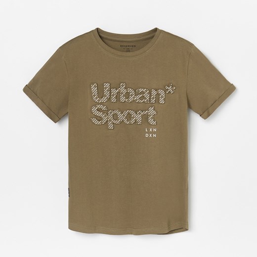 Reserved - Koszulka z wypukłą aplikacją - Khaki Reserved 146