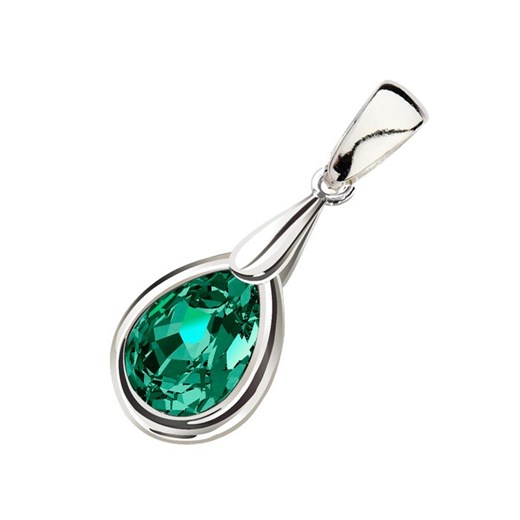 Srebrny wisiorek rodowany z kryształem Swarovski W 2095 : Kolor - Emerald  Polcarat Design  