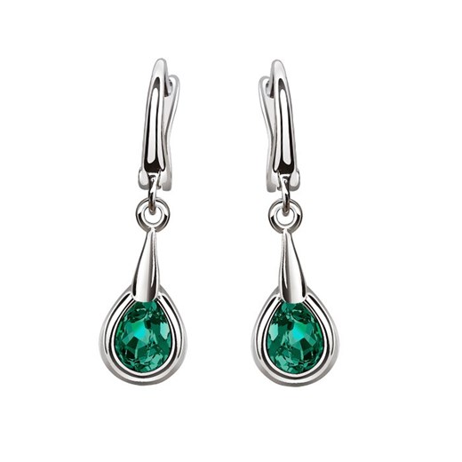 Rodowane srebrne kolczyki z kryształami Swarovski K3 2095 : Kolor - Emerald Polcarat Design   
