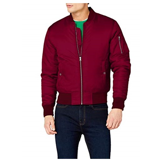 Urban Classics męska kurtka – bomberka z kieszonką na suwak na ramieniu (nierozciągliwa i elastyczna kurtka bomberka) -  bluza xxl czerwony (burgundowy 606)