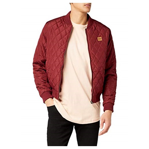 Urban Classics kurtka męska kurtka pikowana – Diamond Quilt Nylon – idealnie nadaje się jako na rękawie na zamek błyskawiczny -  watowana kurtka m czerwony (burgundowy 606)