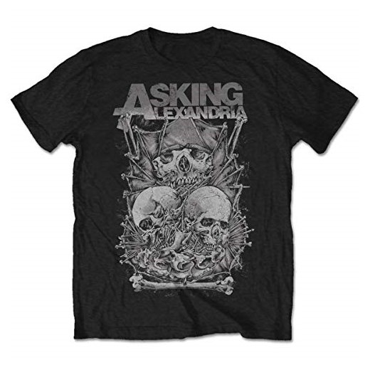 rockoff Trade męski T-shirt Asking Alexandria Skull Stack -  krój regularny m czarny (czarny)