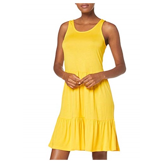Sukienka żółta na co dzień rozkloszowana mini na ramiączkach 