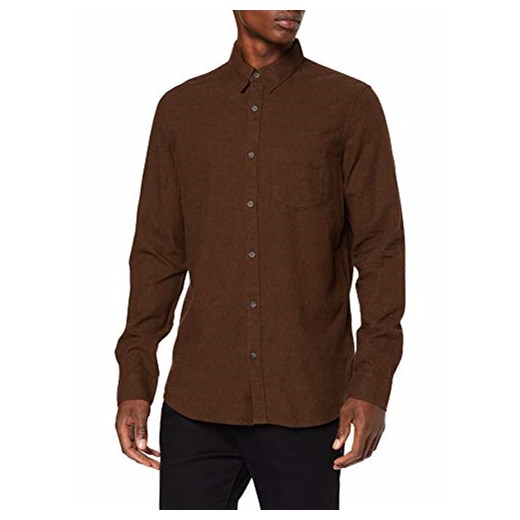 New Look męska koszula rekreacyjna Rust Texture -  Medium (rozmiar producenta: Medium)