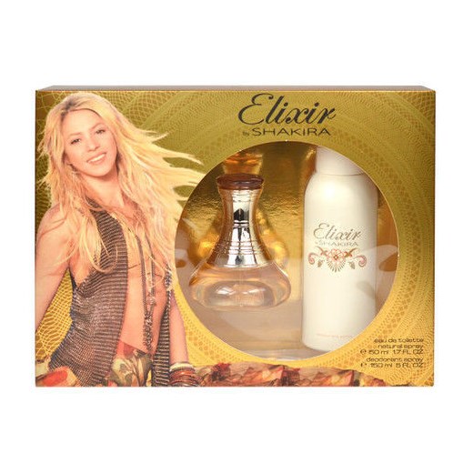 Shakira Elixir W Zestaw perfum Edt 50ml + 150ml Deodorant e-glamour brazowy zestaw