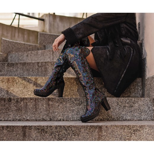 Kozaki damskie Zapato na platformie skórzane na zamek eleganckie za kolano 