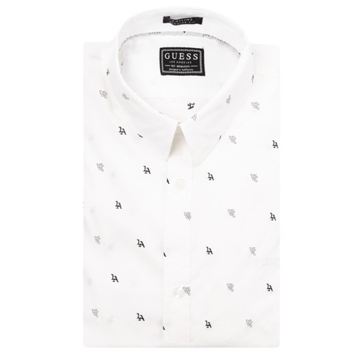 Koszula męska biała Guess w abstrakcyjne wzory młodzieżowa 