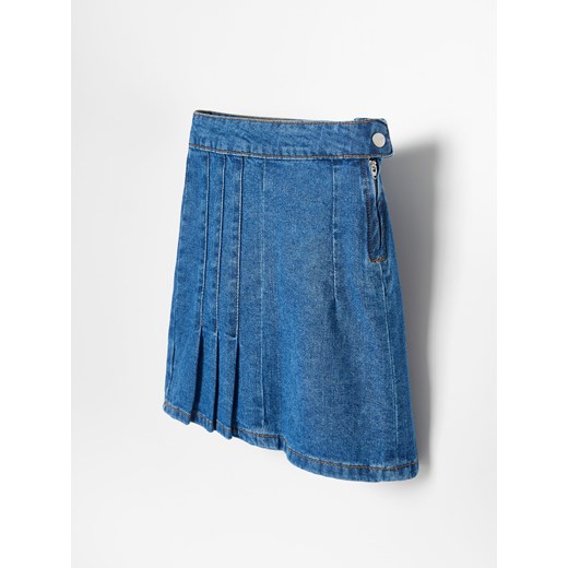 Reserved - Jeansowa mini spódniczka z plisami - Niebieski  Reserved 110 