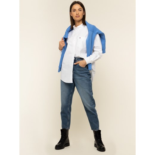 Koszula damska Tommy Jeans z kołnierzykiem z długim rękawem bez wzorów