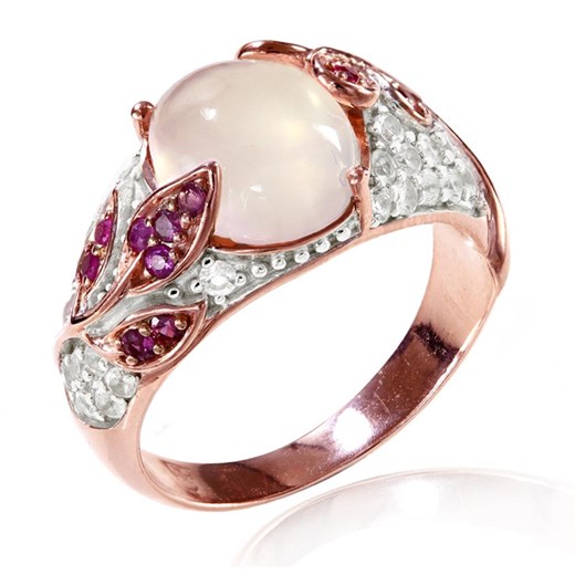 NORA; Srebrny pierścionek z różowym kwarcem