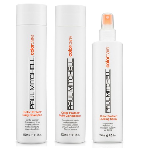Paul Mitchell Color Protect Daily | Zestaw do włosów farbowanych: szampon 300ml + odżywka 300ml + spray z filtrem UV 250ml