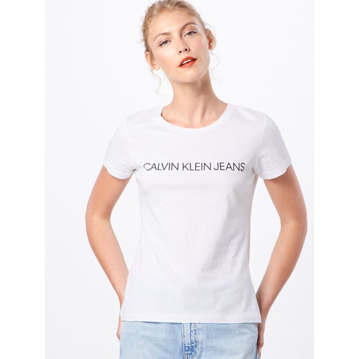 Calvin Klein bluzka damska biała z okrągłym dekoltem 