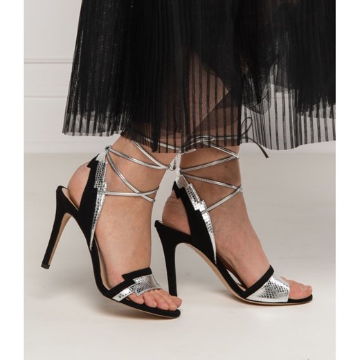Sandały damskie Pinko skórzane na wysokim obcasie eleganckie gładkie sznurowane 