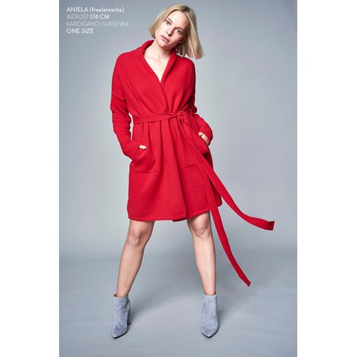 ANNA WINTER czerwona - kardigano-sukienka Risk Made In Warsaw  One Size  wyprzedaż 