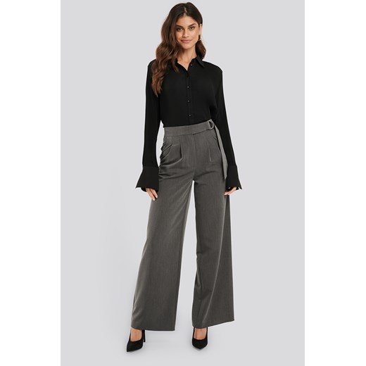 NA-KD Classic D-ring Belted Suit Pants - Grey NA-KD Classic  32 NA-KD