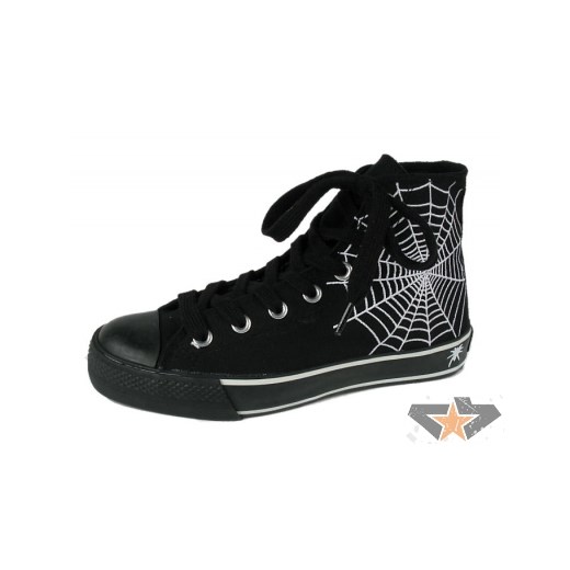 buty trampki damskie UNDERGROUND ENGLAND - UW-006BK-WEB - Black Canvas/White Web Boot