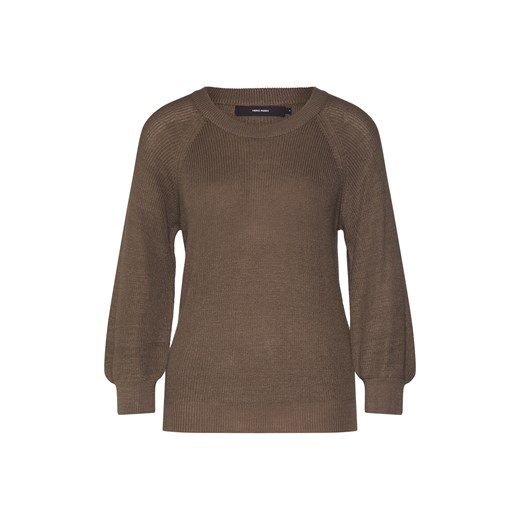 Sweter damski Vero Moda brązowy z okrągłym dekoltem 