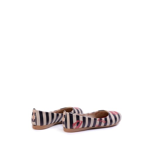 Goby Baleriny w kolorze beżowo-czarnym ze wzorem