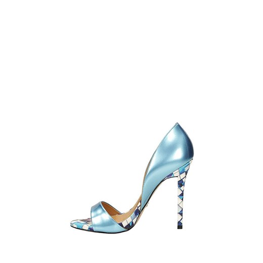 Skórzane sandały w kolorze niebiesko-białym