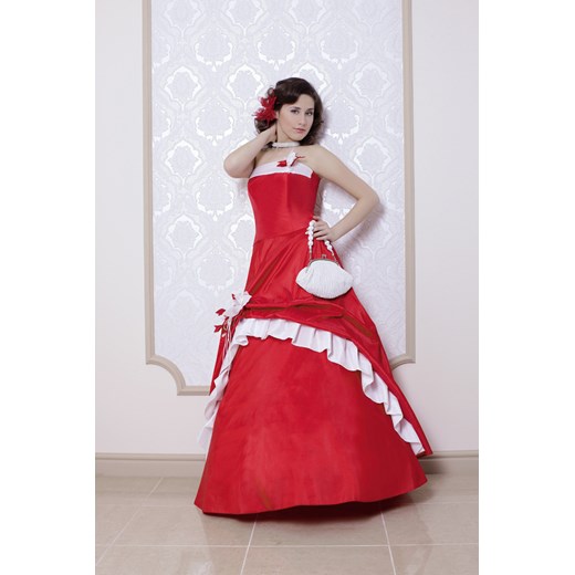 Sukienka FSU074 CZERWONY MOCNY CZARNY fokus-fashion czerwony sukienka