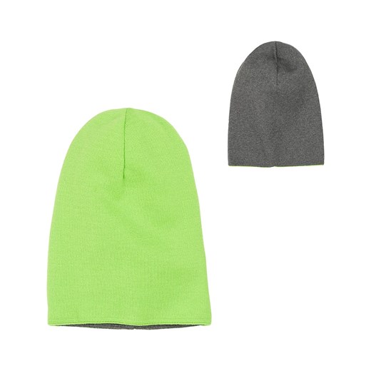 Dwustronna czapka beanie w kolorze zielono-szarym