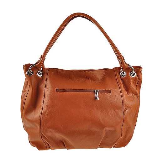 Skórzany shopper bag "Carre" w kolorze jasnobrązowym - 45 x 30 x 14 cm