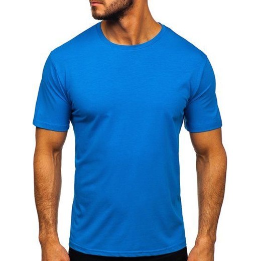T-shirt męski Denley niebieski z krótkim rękawem 