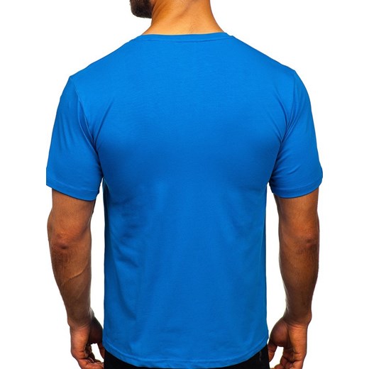 T-shirt męski niebieski Denley z krótkim rękawem 