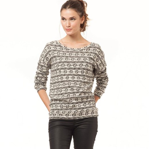Sweter żakardowy z okrągłym dekoltem la-redoute-pl szary akryl