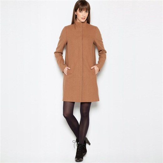Prosty płaszcz z sukna wełnianego LAURA CLEMENT la-redoute-pl pomaranczowy minimalistyczne