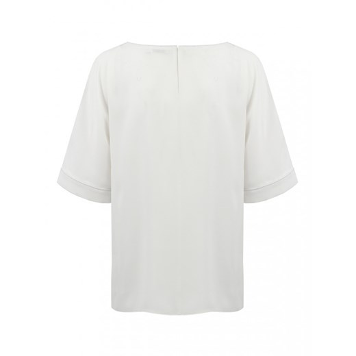 Bluzka damska Potis & Verso biała z krótkimi rękawami casual z okrągłym dekoltem 