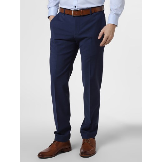 Finshley & Harding Męskie spodnie od garnituru modułowego Mężczyźni Modern Fit granatowy jednolity ze sklepu vangraaf w kategorii Spodnie męskie - zdjęcie 80505522