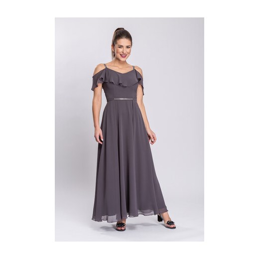 Sukienka maxi szara z aplikacjami  Avena  Semper 36 