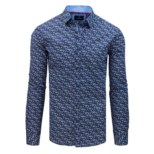 Koszula męska PREMIUM z długim rękawem niebieska (dx1795)  Dstreet L okazyjna cena  