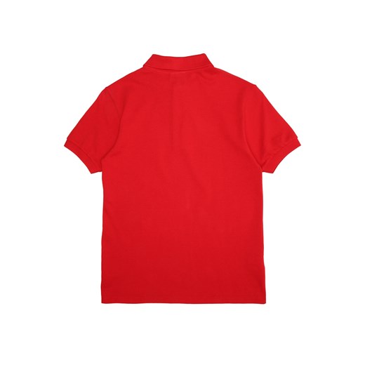 T-shirt chłopięce czerwony Lacoste z krótkim rękawem bez wzorów 