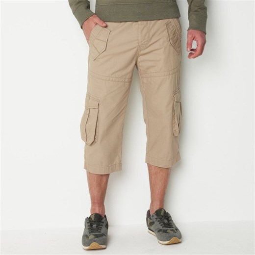 Spodnie 3/4 typu bojówki, gładkie la-redoute-pl brazowy bawełniane