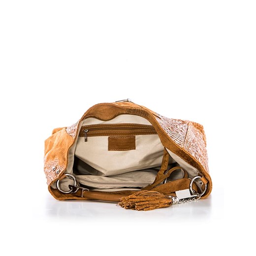 Skórzana torebka "Alessandra" w kolorze karmelowym - 38 x 36 x 14 cm