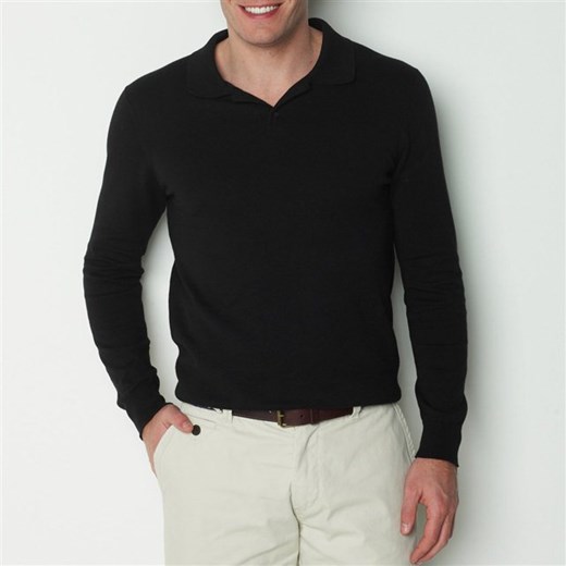 Sweter z kołnierzykiem polo, bawełniany la-redoute-pl czarny bawełniane