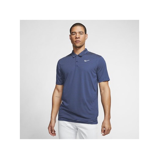 Męska koszulka polo do golfa w paski Nike Dri-FIT - Niebieski