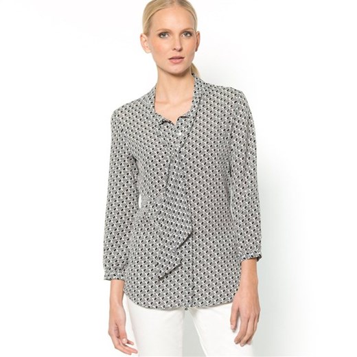 Bluzka wiązana przy dekolcie, z długim rękawem, lejąca, z nadrukiem la-redoute-pl szary bluzka