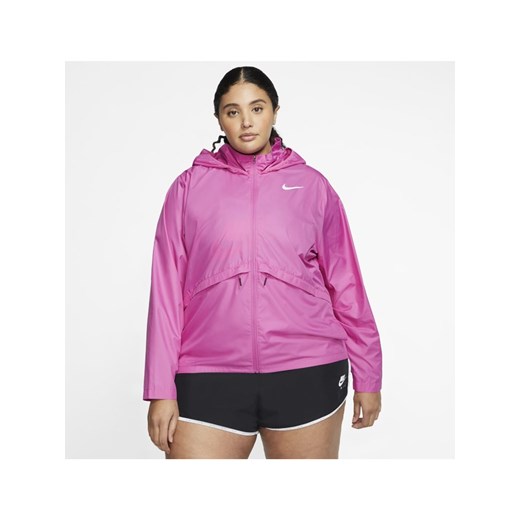 Damska kurtka do biegania z kapturem Nike Essential (duże rozmiary) - Różowy